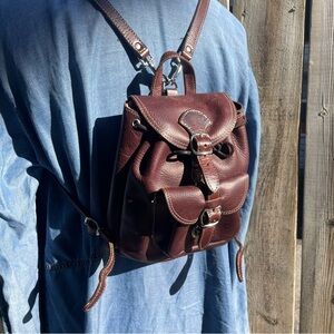Roots Mini Alex Leather Backpack, Genuine, Brown, Made in Canada